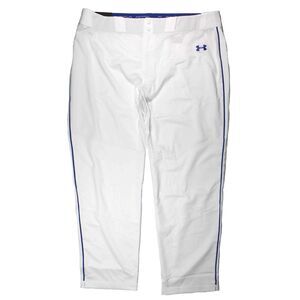 NWT Under Armour White/Nvy Ace Relaxed Fit Piped Baseball Pants 1317254 Mens 3XL